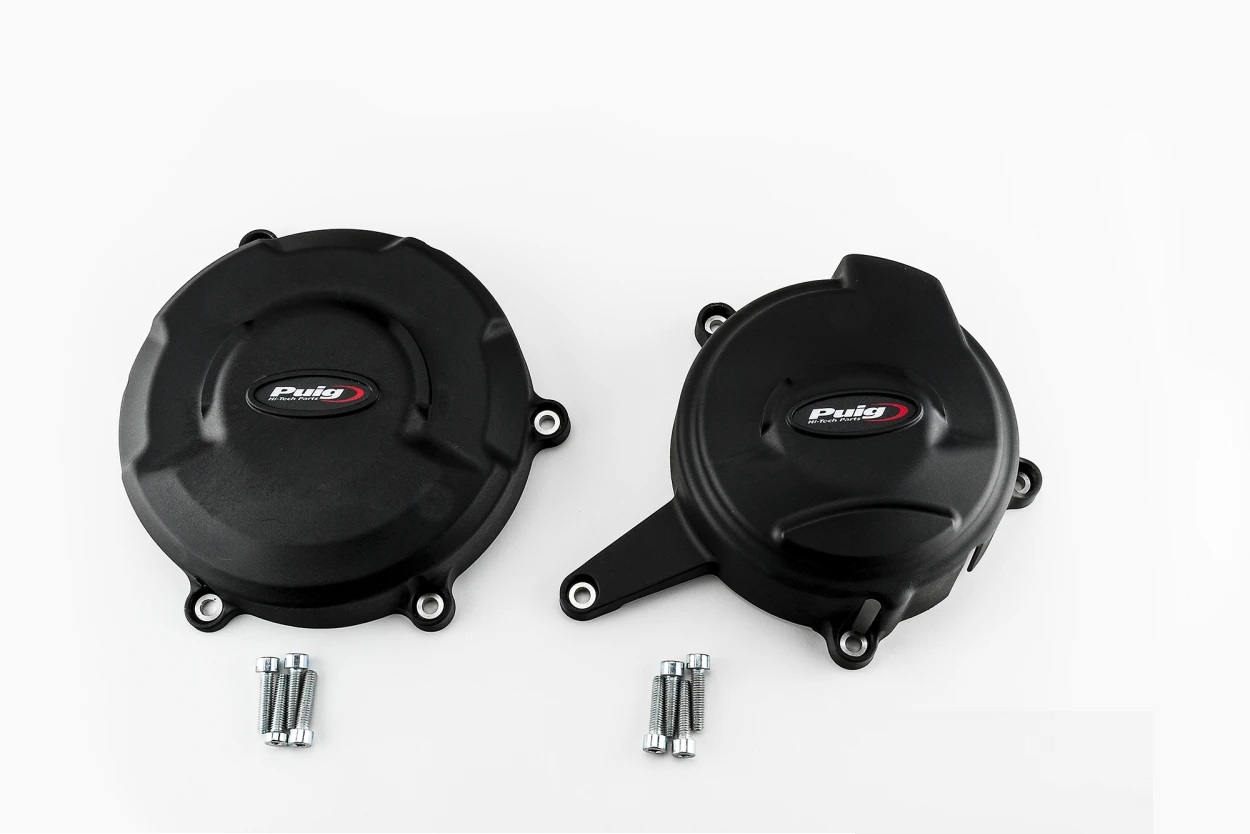 SUSPENSIE CADRU - Engine covers PUIG Track for Championship Negru included 2 covers
