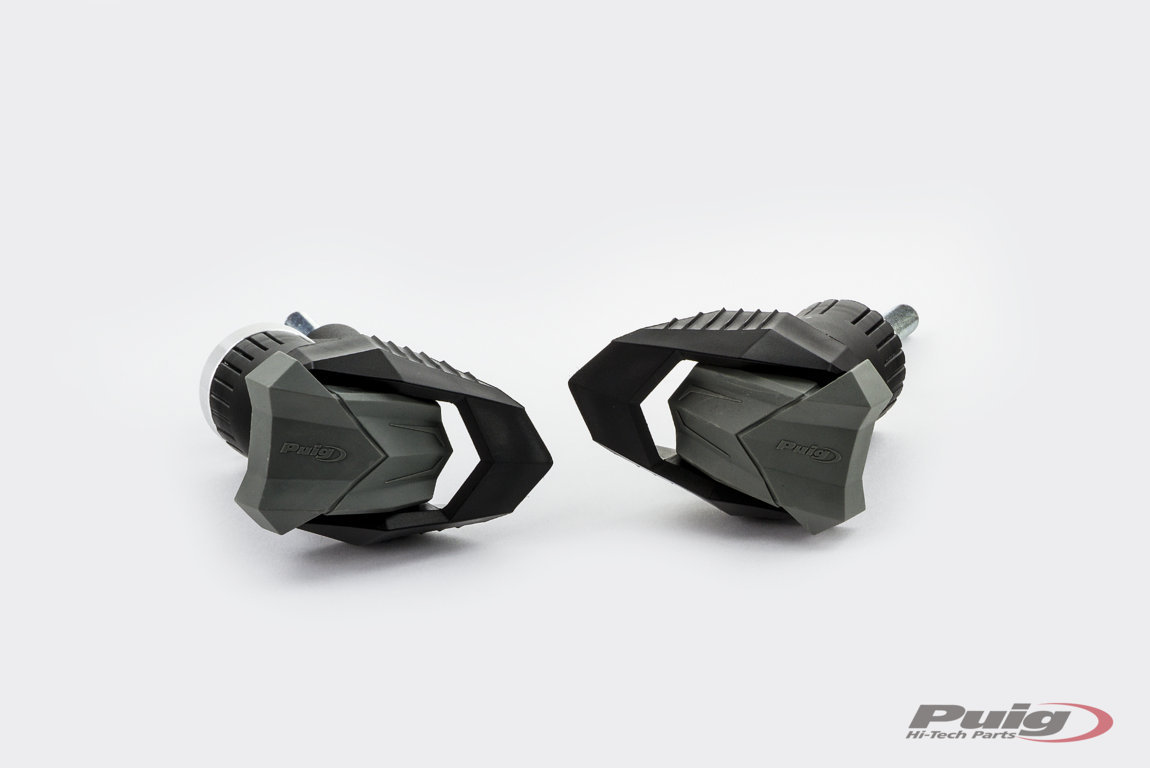 SUSPENSIE CADRU - Frame sliders PUIG R19 black with grey rubber
