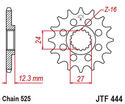 Řetězové kolečko JT JTF 444-16 16 zubů, 525