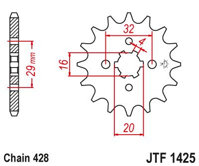 Řetězové kolečko JT JTF 1425-13 13 zubů, 428
