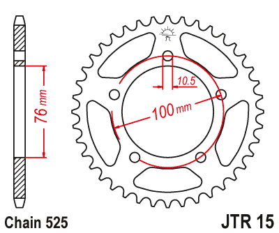 Řetězová rozeta JT JTR 15-42 42 zubů, 525