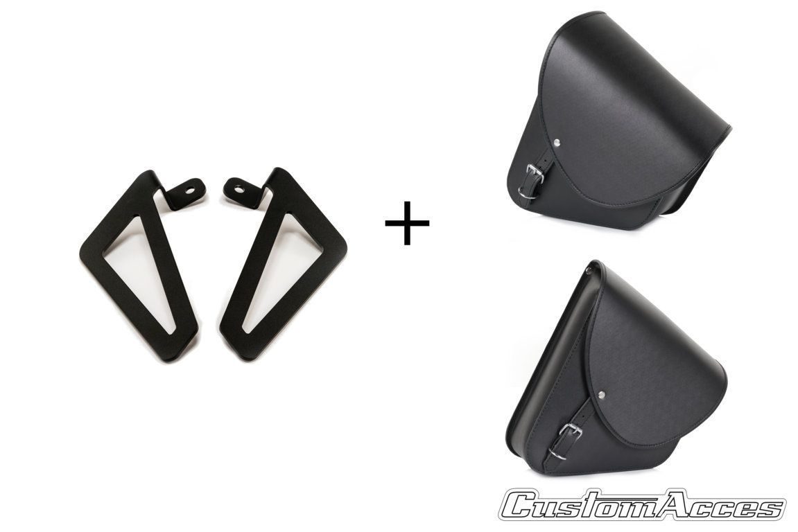 TRANSPORT & DEPOZITARE - Leather saddlebag CUSTOMACCES BARCELONA Negru pair, with universal support