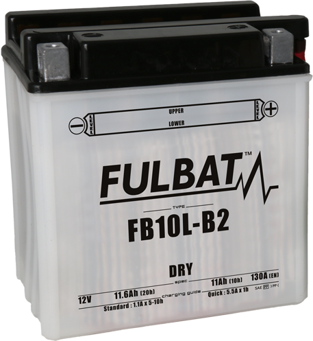 Konvenční motocyklová baterie FULBAT FB10L-B2  (YB10L-B2) Včetně balení kyseliny