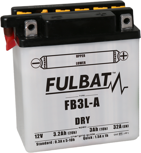 Konvenční motocyklová baterie FULBAT FB3L-A  (YB3L-A) Včetně balení kyseliny
