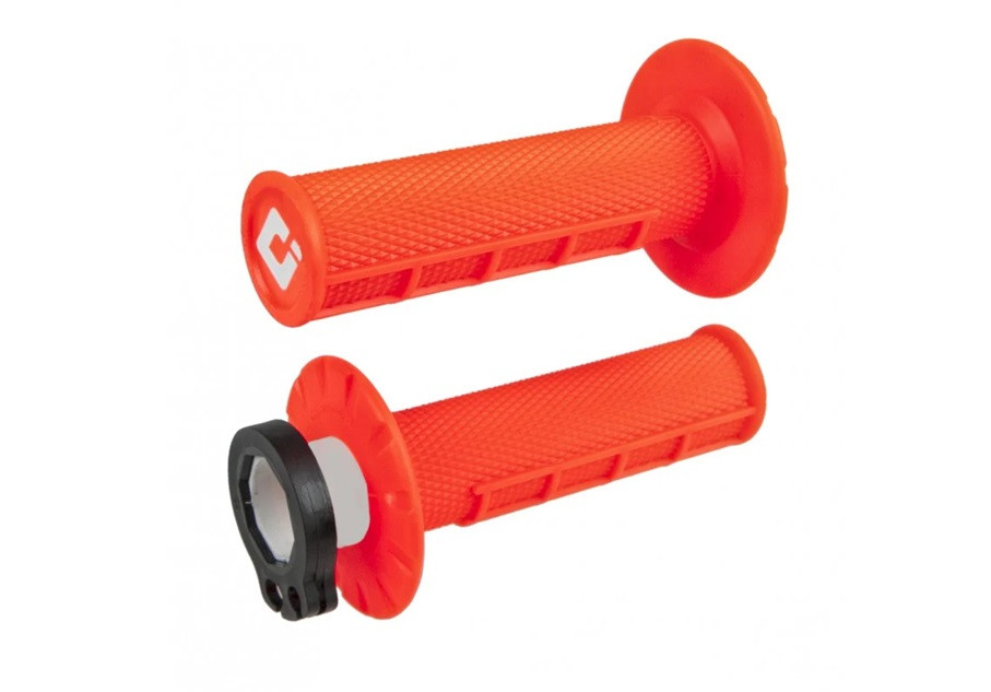 SUSPENSIE CADRU - Grips set Lock-on ODI MX V2 Flo-Orange Half-Waffle