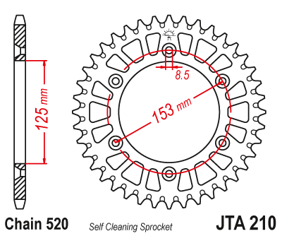 Hliníková řetězová rozeta JT JTA 210-47BLK 47 zubů, 520 černá