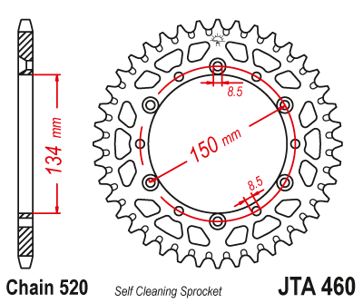 Hliníková řetězová rozeta JT JTA 460-50BLK 50 zubů, 520 černá