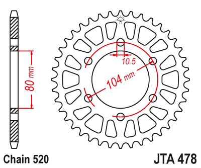 Hliníková řetězová rozeta JT JTA 478-41BLK 41 zubů, 520 černá