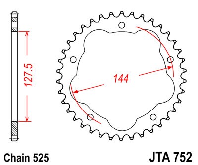 Hliníková řetězová rozeta JT JTA 752-41 41 zubů, 525