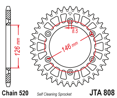 Hliníková řetězová rozeta JT JTA 808-48BLK 48 zubů, 520 černá