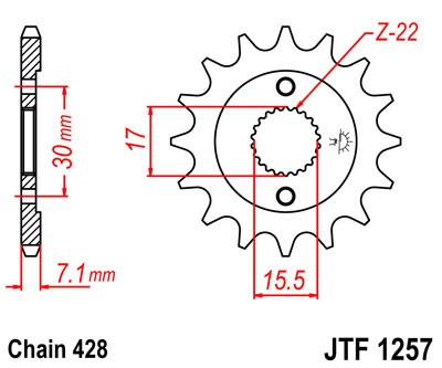 Řetězové kolečko JT JTF 1257-15 15 zubů, 428