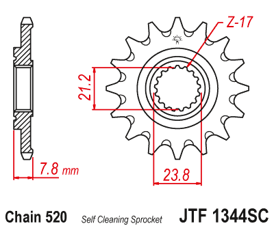 Řetězové kolečko JT JTF 1344-14SC 14 zubů, 520