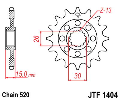 Řetězové kolečko JT JTF 1404-16 16 zubů, 520