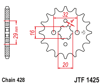 Řetězové kolečko JT JTF 1425-14 14 zubů, 428