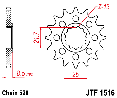Řetězové kolečko JT JTF 1516-17 17 zubů, 520