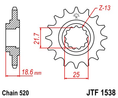 Řetězové kolečko JT JTF 1538-14 14 zubů, 520