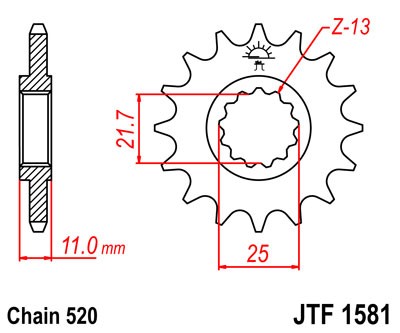 Řetězové kolečko JT JTF 1581-14 14 zubů, 520