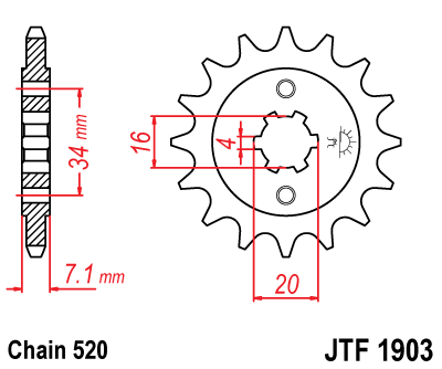 Řetězové kolečko JT JTF 1903-15 15 zubů, 520