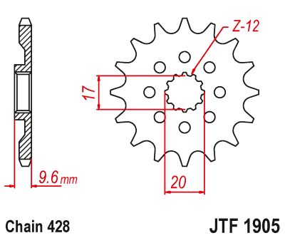 Řetězové kolečko JT JTF 1905-13 13 zubů, 428