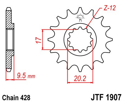 Řetězové kolečko JT JTF 1907-14 14 zubů, 428