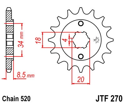 Řetězové kolečko JT JTF 270-12 12 zubů, 520