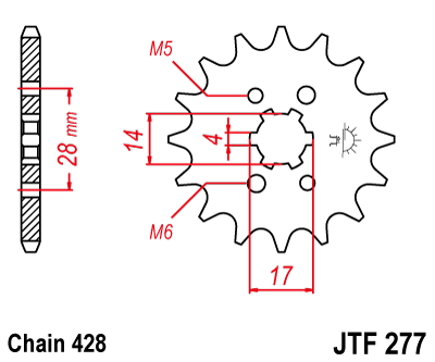 Řetězové kolečko JT JTF 277-14 14 zubů, 428