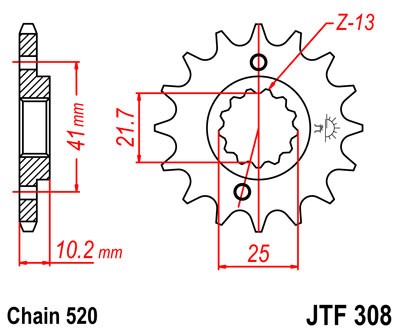 Řetězové kolečko JT JTF 308-13 13 zubů, 520