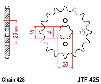 Řetězové kolečko JT JTF 425-12 12 zubů, 428