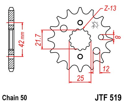 Řetězové kolečko JT JTF 519-16 16 zubů, 530