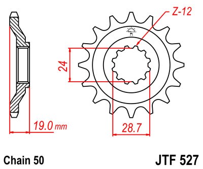 Řetězové kolečko JT JTF 527-17 17 zubů, 530