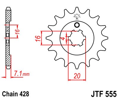 Řetězové kolečko JT JTF 555-15 15 zubů, 428