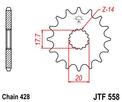 Řetězové kolečko JT JTF 558-18 18 zubů, 428