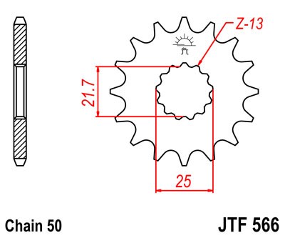 Řetězové kolečko JT JTF 566-15RB 15 zubů, 530 pogumované