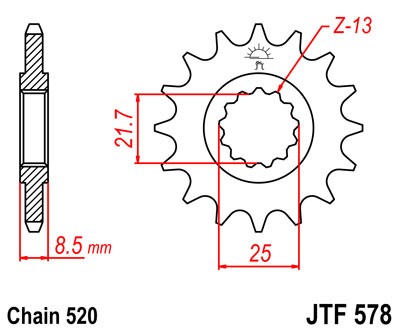 Řetězové kolečko JT JTF 578-18 18 zubů, 520