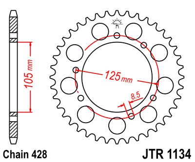 Řetězová rozeta JT JTR 1134-52 52 zubů, 428