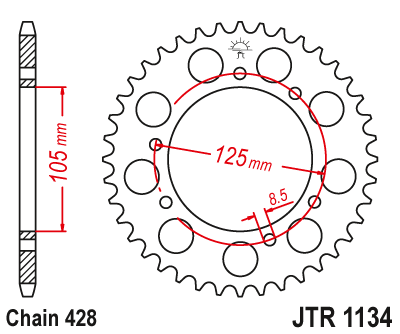 Řetězová rozeta JT JTR 1134-54 54 zubů, 428