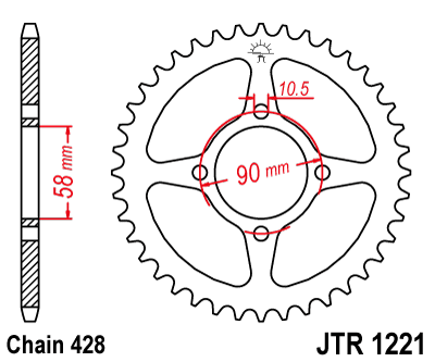 Řetězová rozeta JT JTR 1221-45 45 zubů, 428