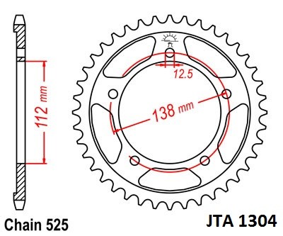 Hliníková řetězová rozeta JT JTA 1304-44 44 zubů, 525