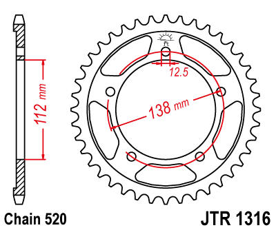 Řetězová rozeta JT JTR 1316-41 41 zubů, 520