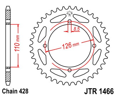 Řetězová rozeta JT JTR 1466-44 44 zubů, 428
