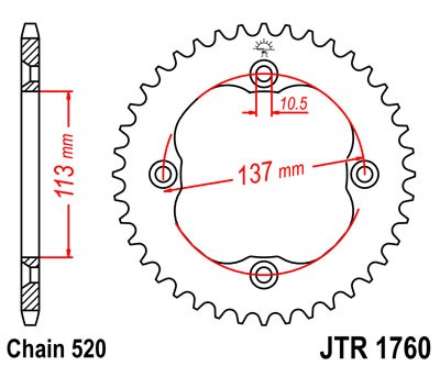 Řetězová rozeta JT JTR 1760-35 35 zubů, 520