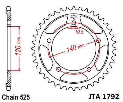 Hliníková řetězová rozeta JT JTA 1792-43 43 zubů, 525