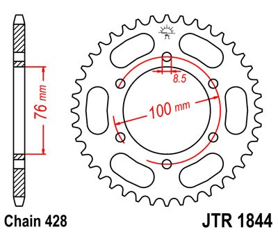 Řetězová rozeta JT JTR 1844-43 43 zubů, 428