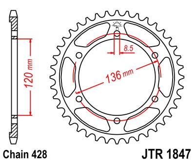 Řetězová rozeta JT JTR 1847-47 47 zubů, 428