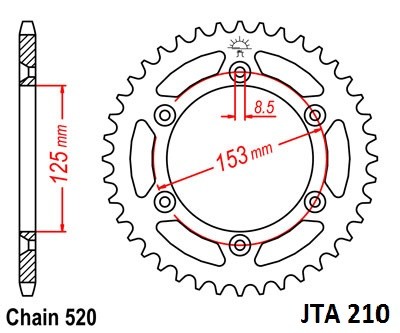 Hliníková řetězová rozeta JT JTA 210-46 46 zubů, 520