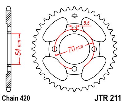 Řetězová rozeta JT JTR 211-42 42 zubů, 420