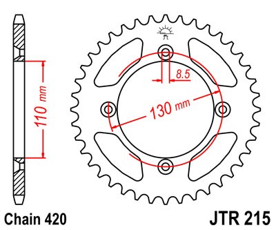 Řetězová rozeta JT JTR 215-49 49 zubů, 420