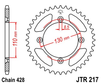 Řetězová rozeta JT JTR 217-55 55 zubů, 428