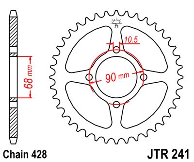 Řetězová rozeta JT JTR 241-53 53 zubů, 428