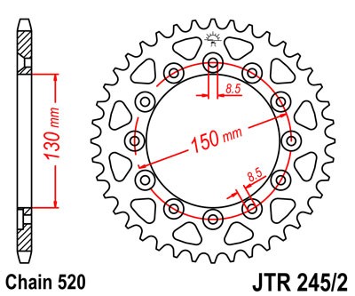 Řetězová rozeta JT JTR 245/2-45 45 zubů, 520